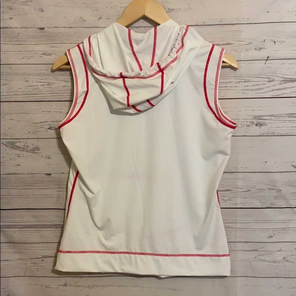 Athleta White Hooded Sleeveless Front Pocket Top M - Picture 4 of 10